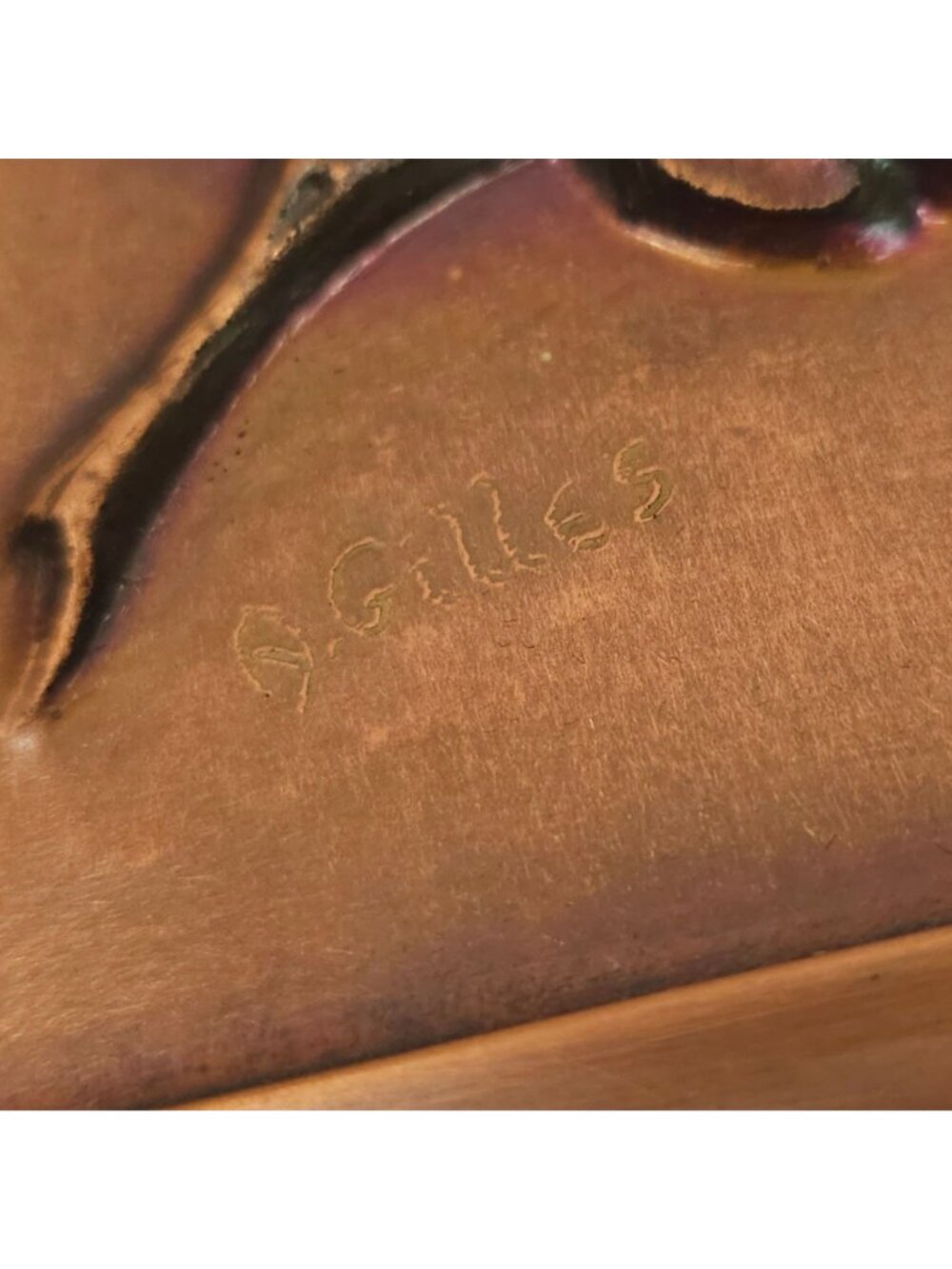 Albert Gilles Leaf Acorn Copper Wall Plaque Embossed Repousse Vintage Hanging - Picture 3 of 13